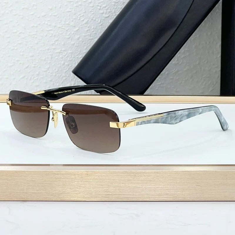 Luxury THE ARTIST I Rimless Sunglasses Alloy Acetate Designer Brand Fashion Design Irregular Square UV400 High Quality Men Women