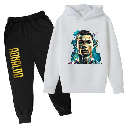 Ronaldo CR7 Print Football Idol Clothing Children Hoodie 2pcs Set Pants Suit Kids Boys Tracksuit Girls Clothing Sport Tracksuits