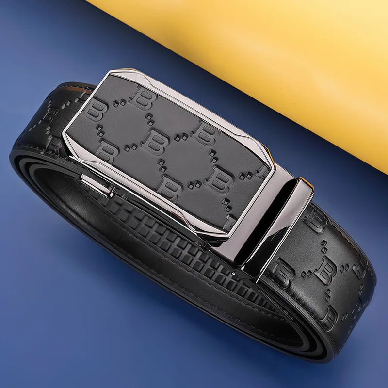Luxury Men's Belt Genuine Leather Belt Men Adjustable Automatic Belt, Men's Business Belt Fashion Designer Belt for Men