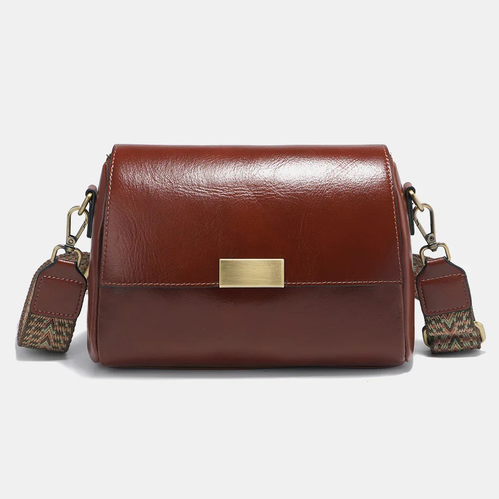 Vintage Classic Genuine Leather Handbag for Women Large Capacity Crossbody Shoulder Bag Flap Purse Satchel with 2 Straps