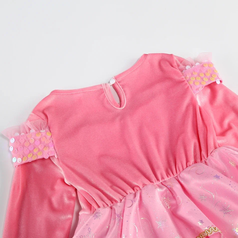 Sleeping Beauty Dress For Girls Pink Princess Costume Halloween Carnival Party Aurora Outfits Kids Birthday Surprise Gift
