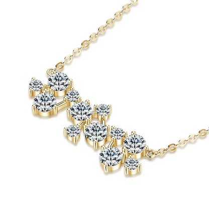 Exquisite 4mm & 2.5mm Full Moissanite Necklaces 925 Sterling Silver Tinsel Pendant Necklace for Bridal Wedding Jewelry Gif