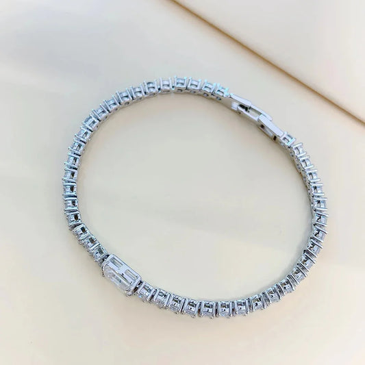 Bracelet de tennis en argent sterling S925, moissanite 6*8mm, couleur D, coupe radiante rectangulaire, pour femme