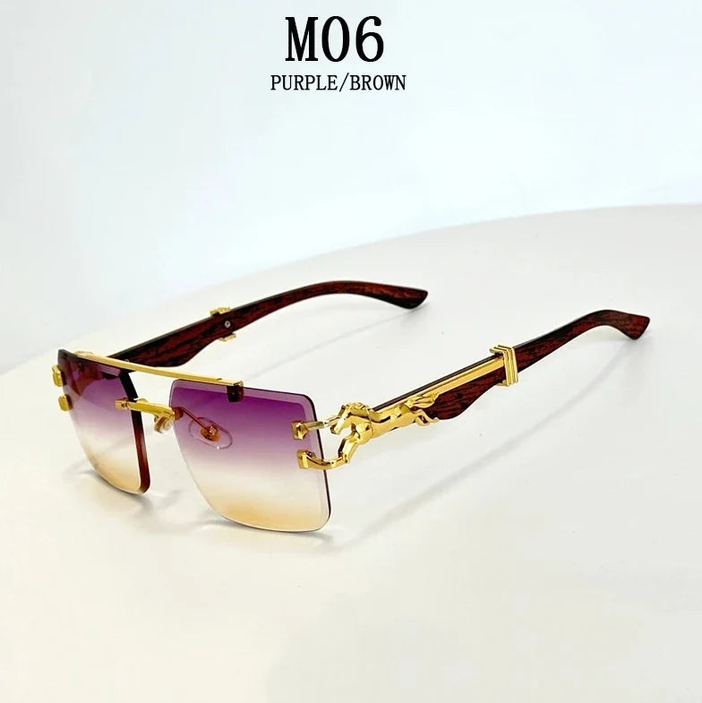Rimless Designer Sunglasses Women Trendy Luxe Fashion Sunglasses Men Vintage Glasses Lentes De Sol Mujer Lunette Soleil Femme