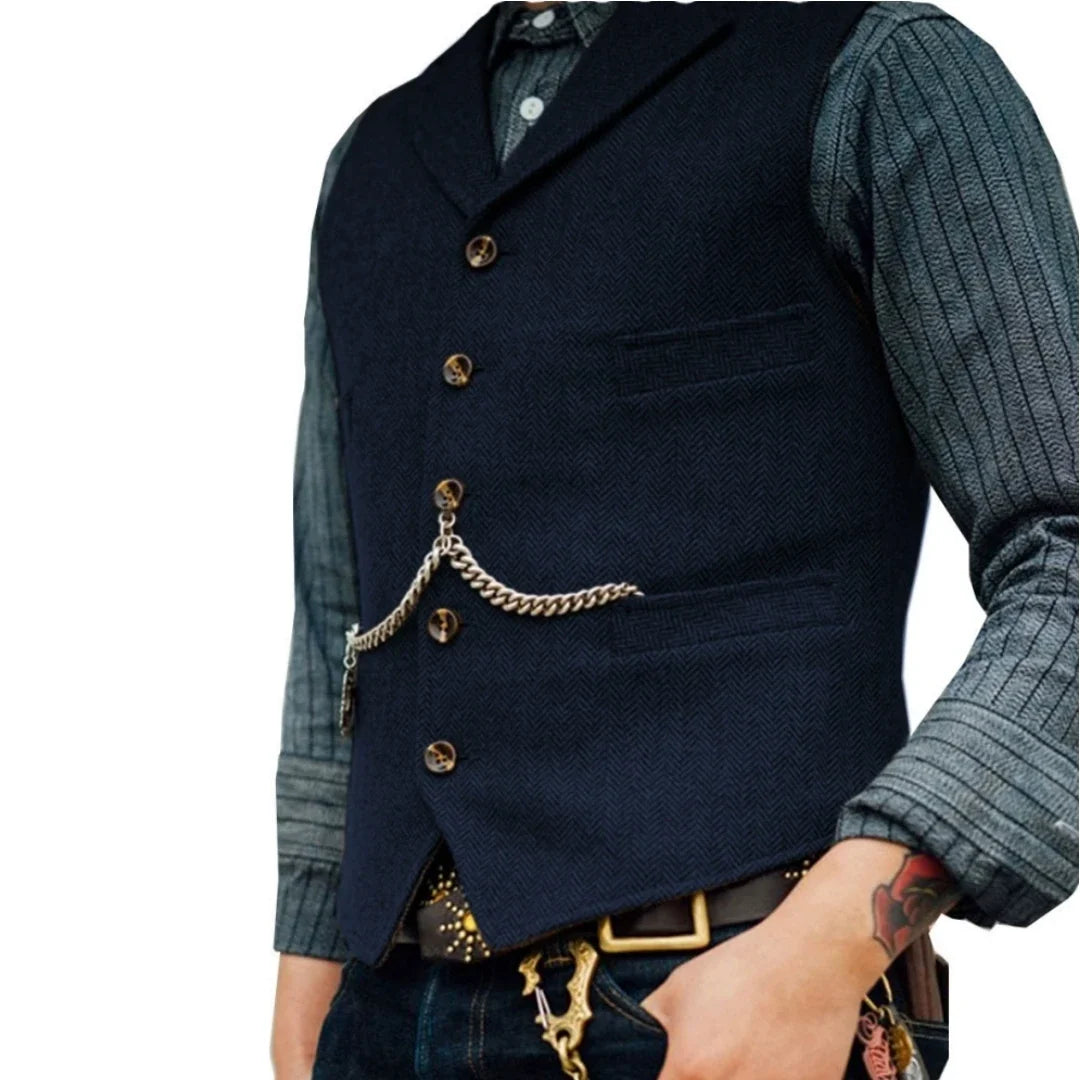 Business Waistcoat Jacket Casual Slim Fit Gilet Homme Vests for Groosmen Man Wedding Men's Suit Vest Brown Wedding Wool Tweed