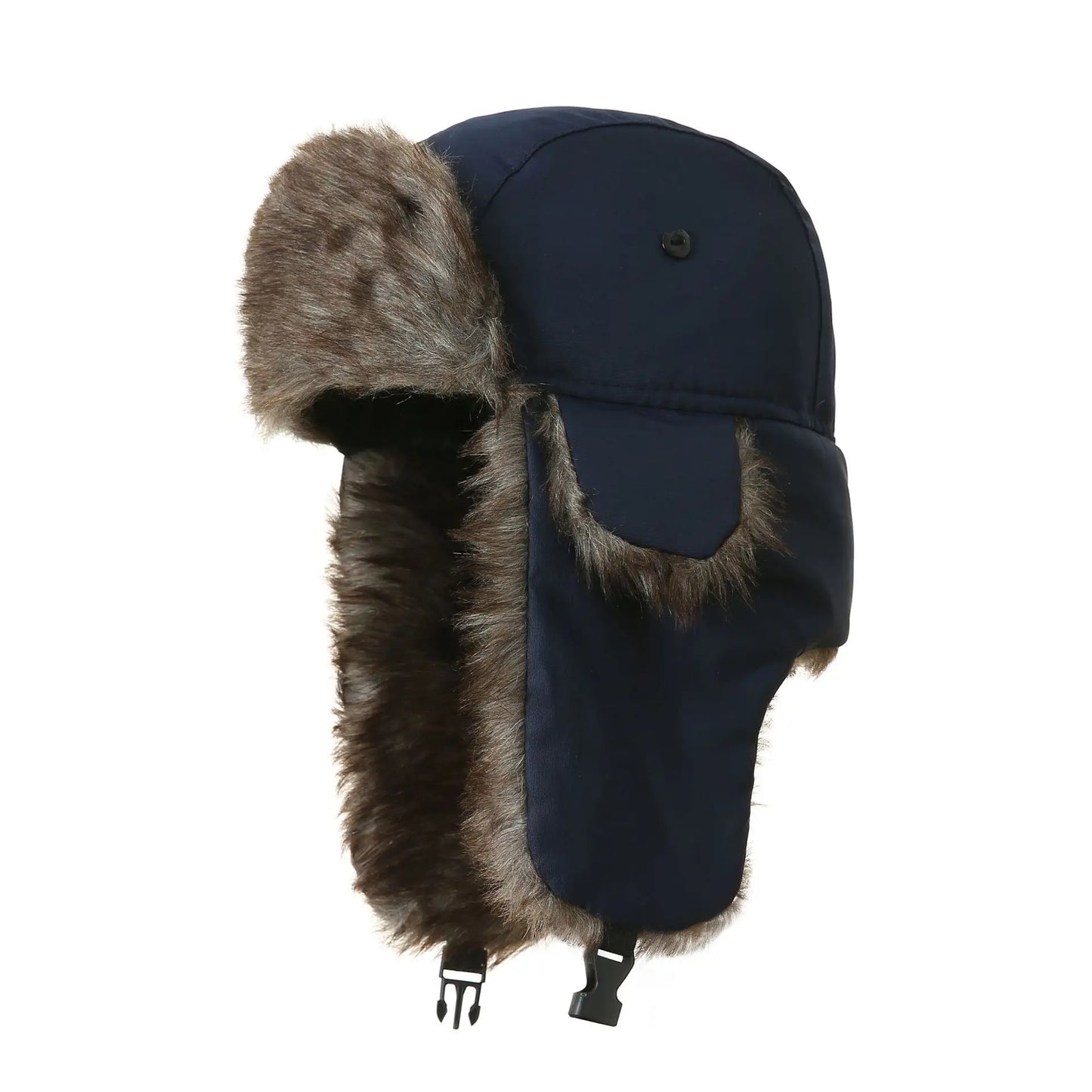 Men's Warm Soldier Hat Winter Pilot Patrolman Earmuffs Polyester Fiber Warm Russian Ski Hat Windproof Cold Pilot Hats