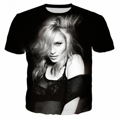 Y2K Singer Madonna Graphic T Shirts Summer Women Men Clothing Fashion Casual Tops Tees Harajuku Streetwear Oversized T-shirt