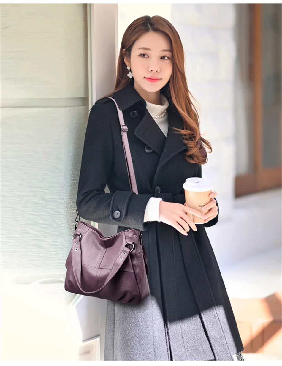2024 Trend Large Capacity Genuine Tote Shoulder Bags Fashion Top-Handle Bag High Quality Leather Sac Casual Design Handbag Purse