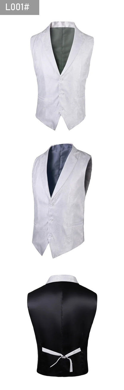 2025 New High-end Suit Collar Jacquard White Vest for Men, Black Sleeveless Waistcoat,navy Blue Billiards Uniform,magician Vests