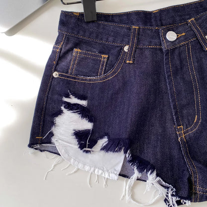 American Retro Camouflage Mini Shorts 2026 Ladies Hollow Out Slim Beach Pants Hot Girl Sexy Print Denim Shorts