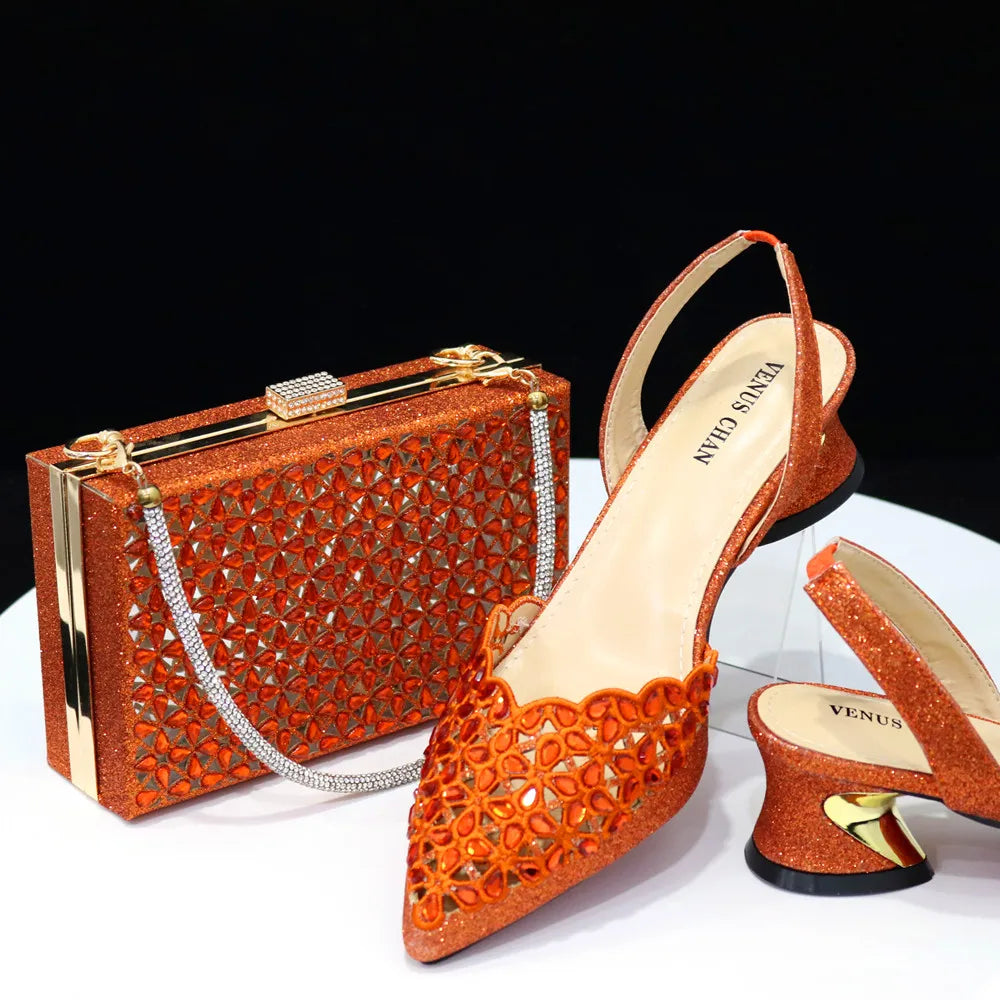 2023 Royal Blue Noble Three-Dimensional Bag With Elegant High Heels Shoes Italian Popular Design African Ladies Shoes Bag Set