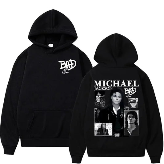 King of Pop Michael Jackson Bad Era Album Hooded Men Women Harajuku Hip Hop Streetwears Sweatshirt Fleece Casual Oversize Hoodie