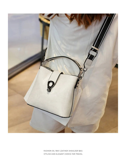 Real Cowhide Leather Women's New Bucket Bag Lady Fashion Single Shoulder Messenger Bag Versatile Handbag Casual Crossbody Bags