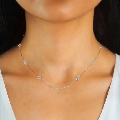 3mm Moissanite Diamond Necklaces for Women Dainty 18k Gold Plated/925 Sterling Silver Neck Chain Female Trendy Jewelry