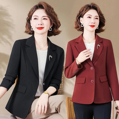 Fashion Ladies Blazer Short Women Blazer Autumn New Korean Office Lady Notched Collar Retro Chic Casual Solid Suit Jackets 2025