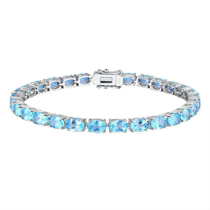 Pure 925 Sterling Silver Women's Hand Bracelets 100% Real Gemstone Natural Topaz Peridot Amethyst Gem Fine Jewelry