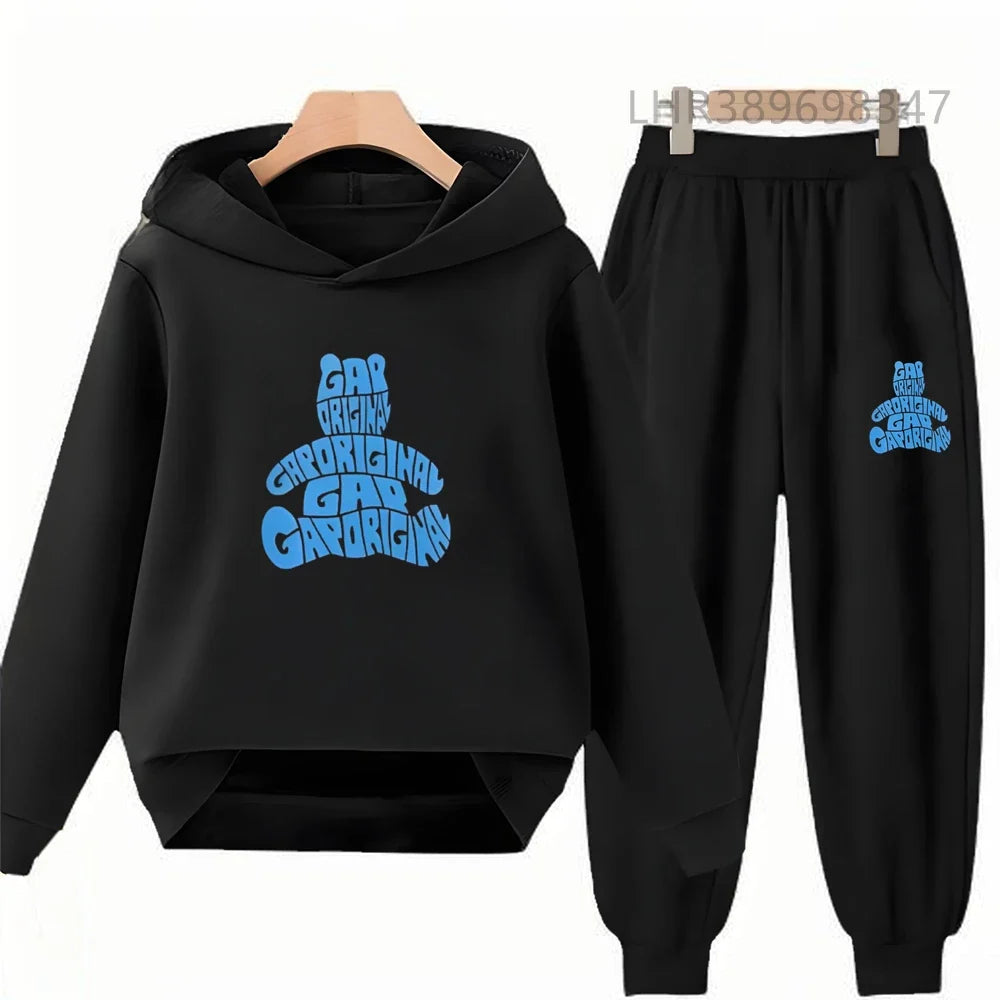 Children's Hoodies Suit Suitable Girls Boy Black Small Bear Brand Print Age 3-12 Coat Toddler Long Sleeves Leisure Clothing