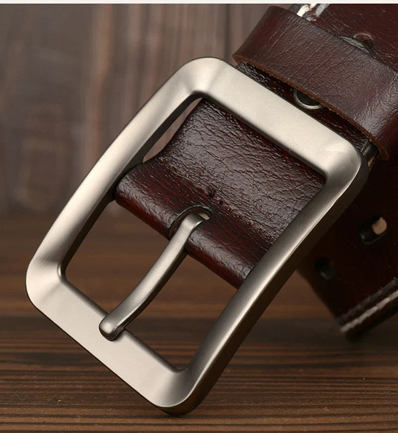3.8CM Fashion Men Belts Genuine Leather Luxury Designer Vintage Thread Waist Belt For Jeans Cinturon Cowboy Hombre Dropshipping