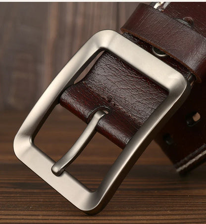 3.8CM Fashion Men Belts Genuine Leather Luxury Designer Vintage Thread Waist Belt For Jeans Cinturon Cowboy Hombre Dropshipping