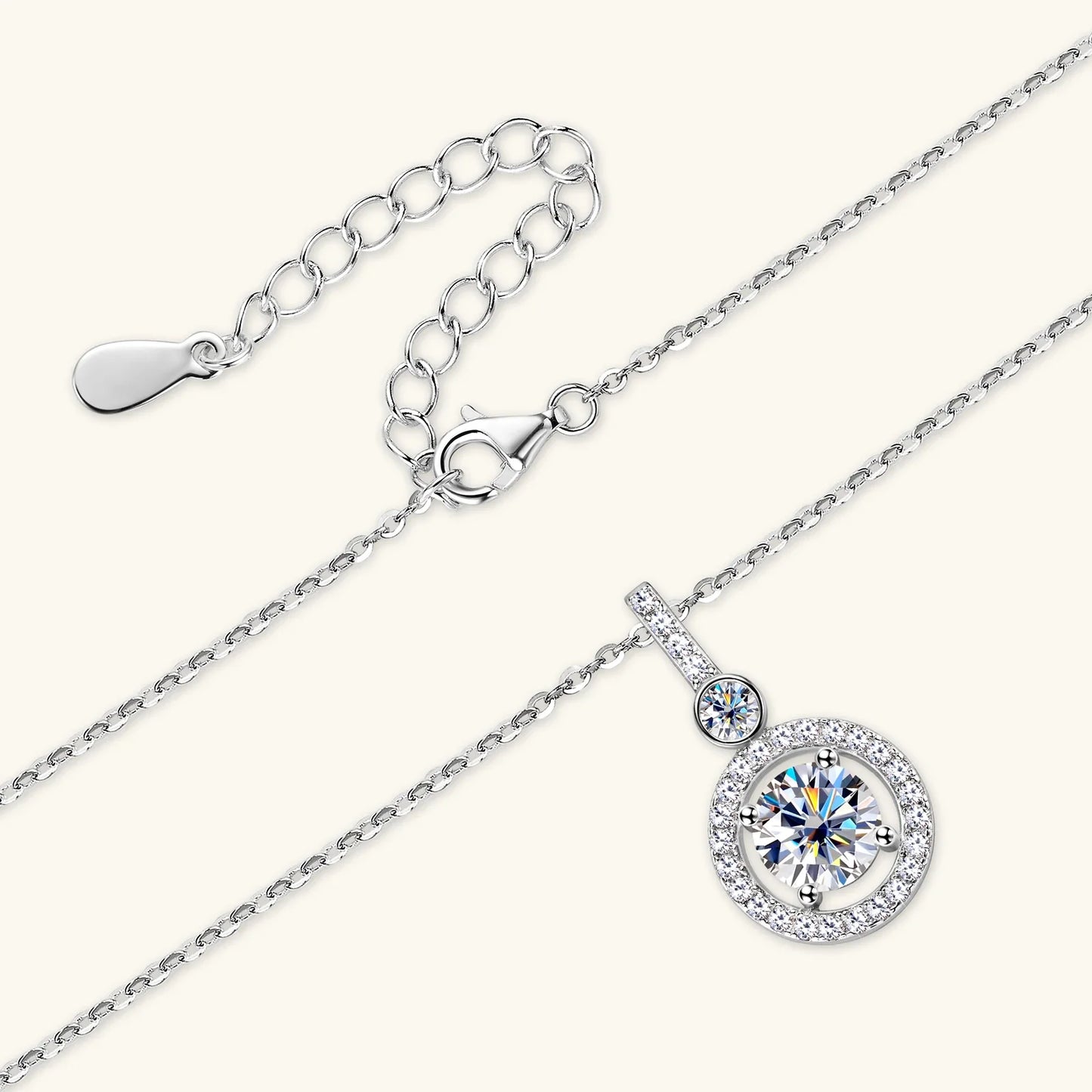 925 Silver Full Moissanite Pendant Necklace Certified 6.5mm D Color Lab Created Diamond Necklace for Women Quality Jewelry Gift