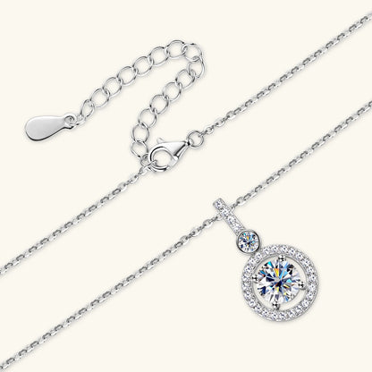 925 Silver Full Moissanite Pendant Necklace Certified 6.5mm D Color Lab Created Diamond Necklace for Women Quality Jewelry Gift