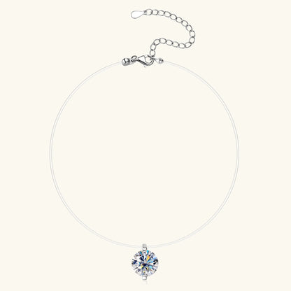 0.5CT 1CT 2CT Moissanite Necklace for Women Sparkling Lab Diamond Solitaire Pendant 925 Silver Transparent Chain Necklaces