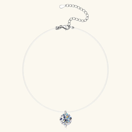 0.5CT 1CT 2CT Moissanite Necklace for Women Sparkling Lab Diamond Solitaire Pendant 925 Silver Transparent Chain Necklaces