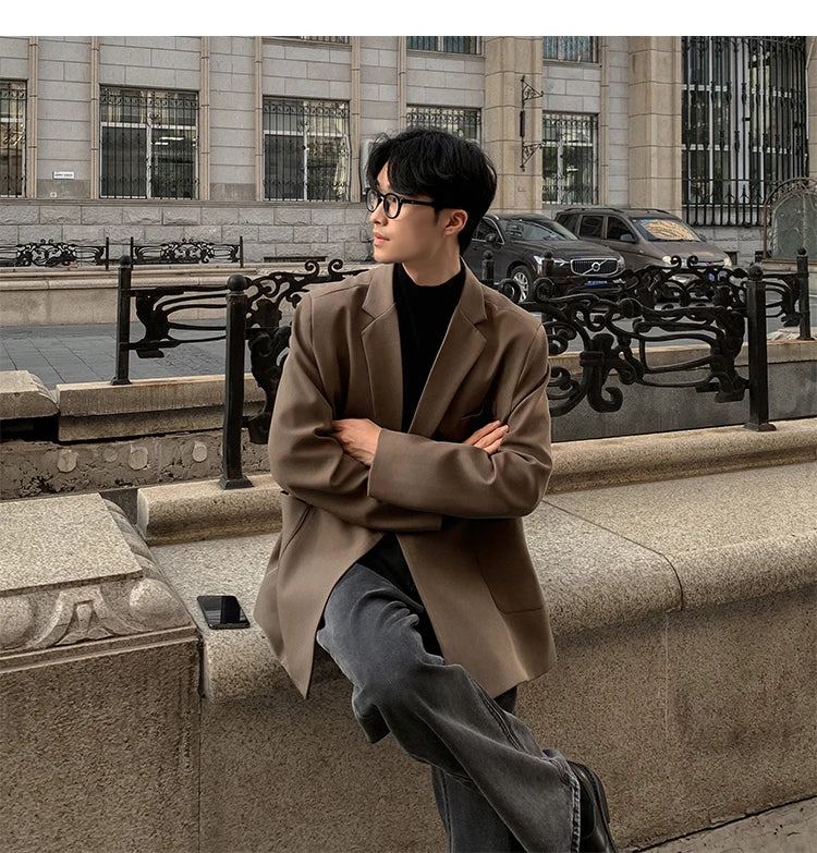 Spring Summer Men Formal Blazers Men Korean Fashion Loose Casual Dress Jacket Men Harajuku Social Suit Jacket Clothing