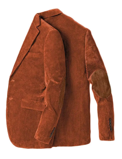 Men's Corduroy Blazer Business Casual Jacket with Elbow Patch Spring Fall Sport Coats Fashion Casual Single Breasted Men Jacket