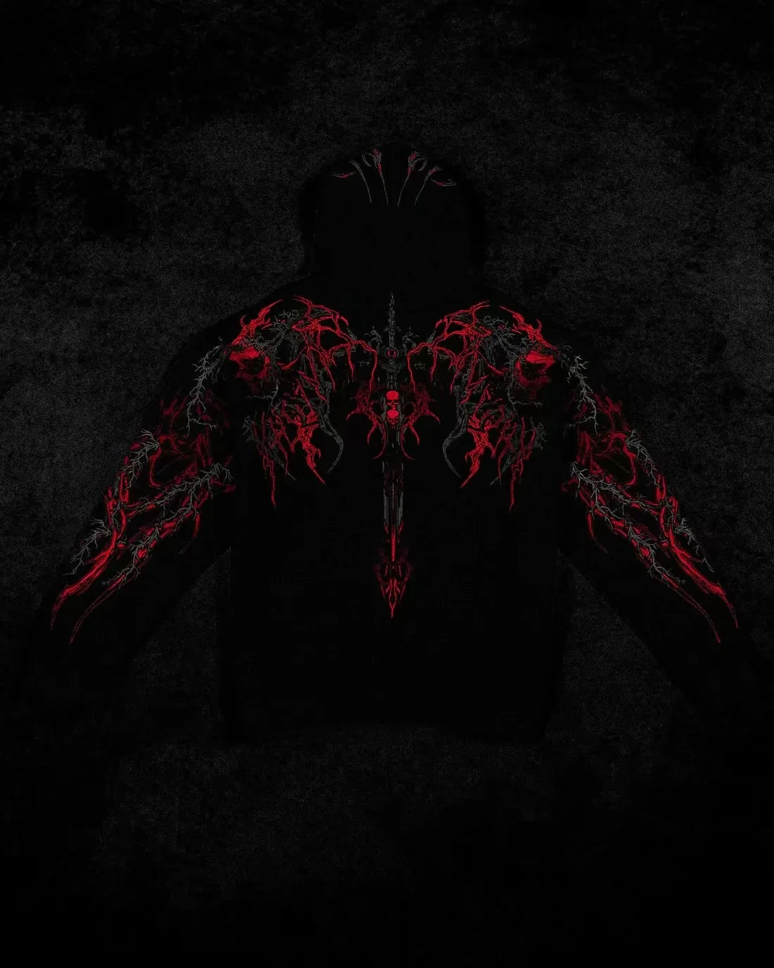 2025New American Style Men's Hooded Sweatshirt Trendy Brand Dark Style Sports Fitness High Street Autumn Winter Men's Sweatshirt