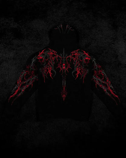 2025New American Style Men's Hooded Sweatshirt Trendy Brand Dark Style Sports Fitness High Street Autumn Winter Men's Sweatshirt