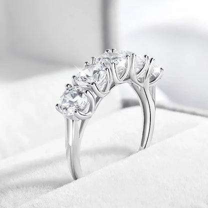 2.5/5CTTW D Color Genuine Moissanite Rings for Women 5 Gemstone Bridal Wedding Jewelry 925 Sterling Silver Wholesale Ring