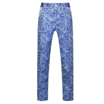 New Men Luxury Jacquard Suit Pants Fashion Wedding Party Groom Dress Trouser