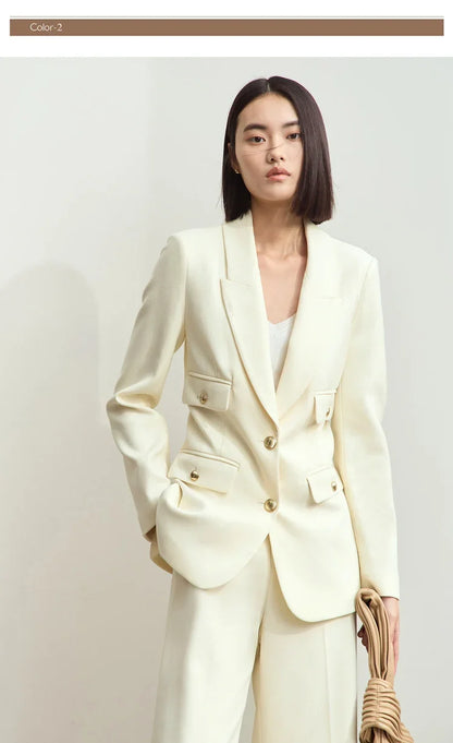 Minimalist Blazers Women Autumn 2024 Clothing Vintage Buttons Up Coat Basics Long Sleeve Jacket Office Lady Blazer 12453051