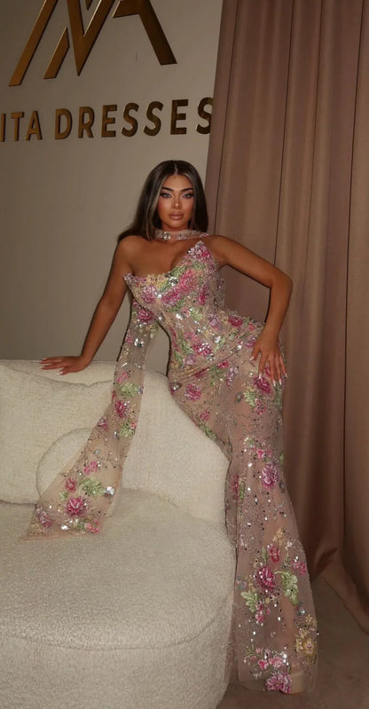 2026 Customized Sleeveless Prom Dresses Lace Embroidery Flower Appliques Lace-Up Trumpet Mermaid Formal Evening Party Gown