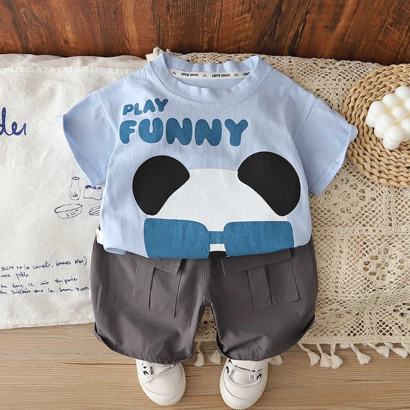 0-5 Years Old Baby Boys Summer Outfit Cartoon Print Short Sleeve T-shirt + Shorts 2Pcs Casual Toddler Clothing Set