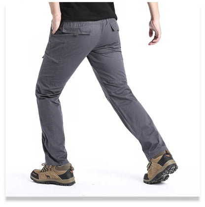 Summer Thin Cotton Overalls Men's Multi-Pocket Loose Large Size Work Pants Spring And Autumn Outdoor Sports Casual Pants