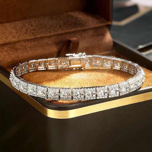 Bracelet tennis de luxe 3mm entièrement en moissanite, 100% argent S925, couleur D, VVS1, chaîne en diamant de laboratoire, bijoux de fête scintillants