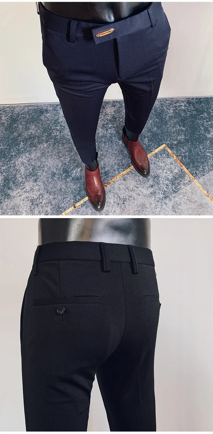 2025 Spring and Summer New Men's Casual Business Dress Pants Fashion Social Solid Wedding Party Suit Pants Slim Fit Suit Pants