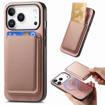 حافظة جلدية مغناطيسية قابلة للفصل 2 في 1 مع فتحات بطاقات لهاتف iPhone 17 Pro Max 16 Plus 15 14 13 12 11 17air 16E غطاء قابل للطي