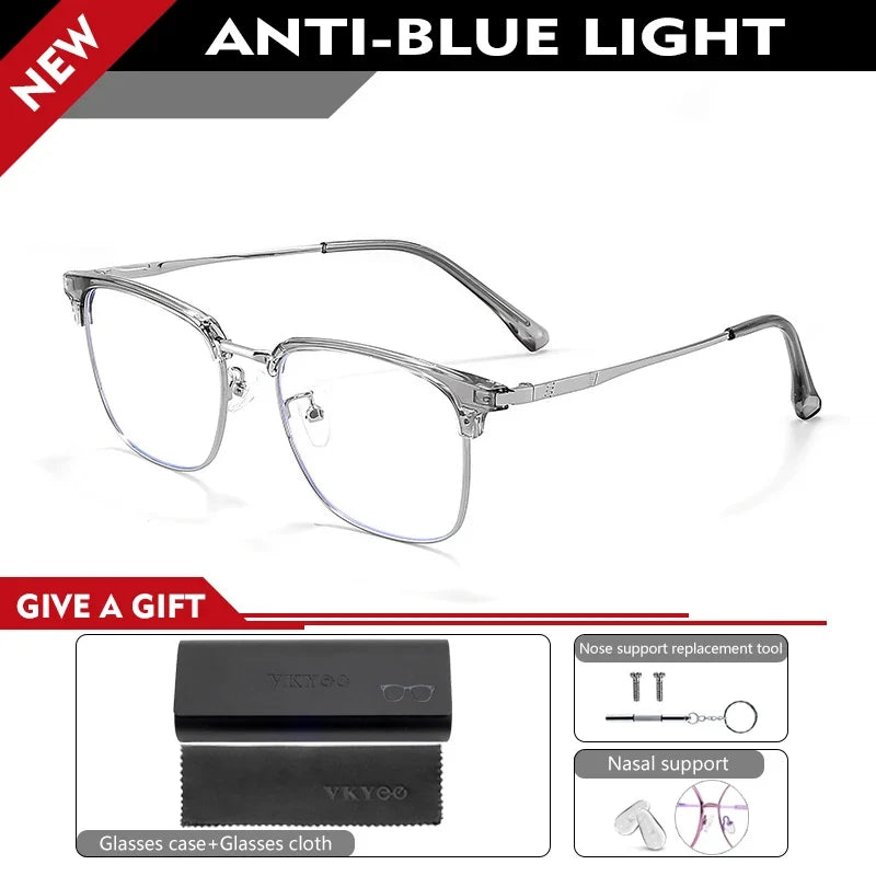 Square Men's Business 8026 Anti-Blue Light Classic Retro Anti-Blue Light Reading Glasses Women Prescription Customized