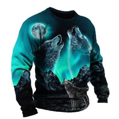 Retro Men's Long Sleeve T-shirt Animal Print Shirt Animal Pattern Clothing Street Apparel Sleeve Top Men's Plus Size XS-5XL