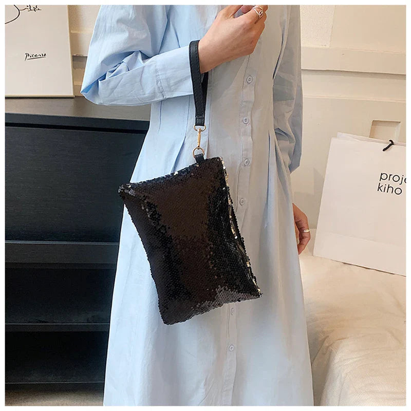 Fashion Women's Sequined Bling Handbag And Purse Small Wedding Party Evening Bag Lady Wristlet Clutch Bag Female Envelope Bag