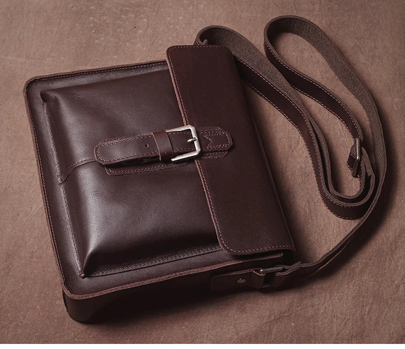 Luxury Brand Genuine Leather Shoulder Bag Men Crazy Horse Cowhide Messenger Bag Women Retro Crossbody Bag Trend Satchel Bag