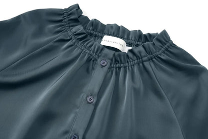 AS AW25 satin dress elegance lady ruffled neck woman clothes with Removable belt