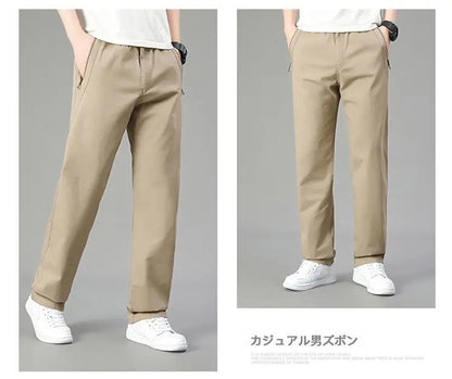Men's Cotton Relaxed Fit Pants Full Elastic Waist Casual Sportswear Twill Pants Running Sweatpants Casual Cargo Pants