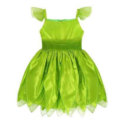 Girls Flower Fairy Dress Up Kids Princess Dress With Wings Halloween Princess Costume Elves Party Tinkerbell Tinker Bell Dress