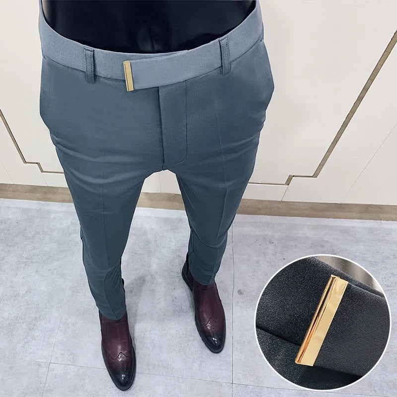 2025 Spring and Summer New Men's Casual Business Dress Pants Fashion Social Solid Wedding Party Suit Pants Slim Fit Suit Pants