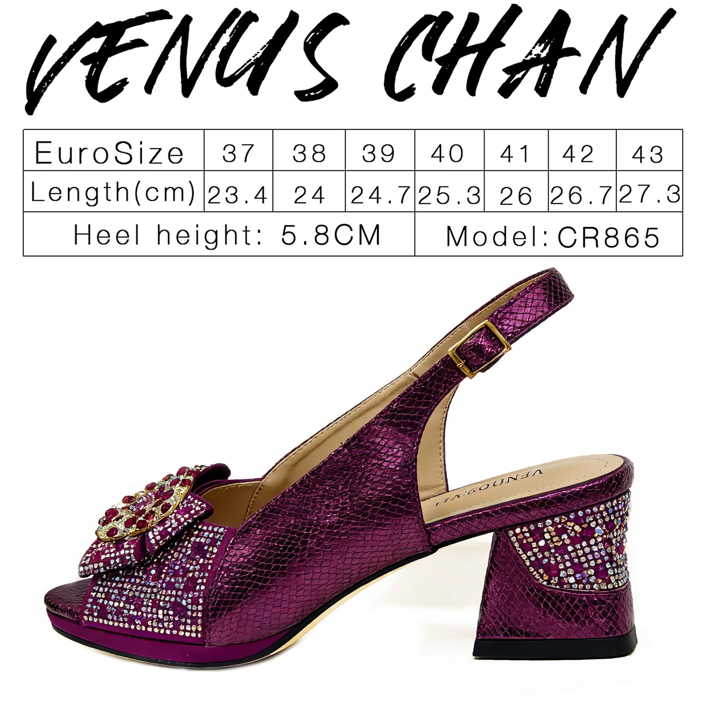 2026 Elegant Rhinestone Peep Toe High Heels for Women - Italian Design Purple Sandals with Matching Handbags