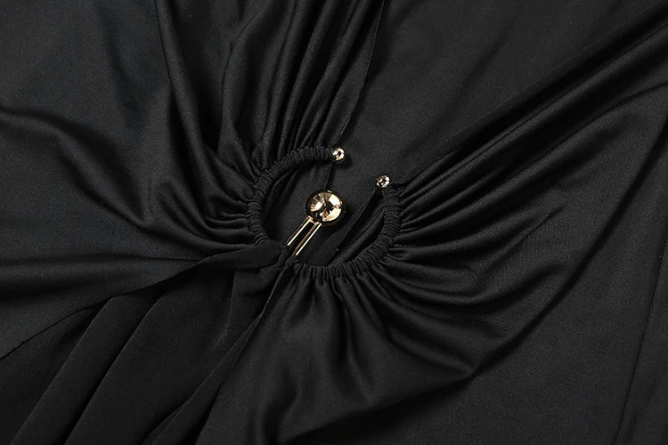 Ruched Elegant Maxi Dress Women Daily Casual Fashion Skinny Full Sleeve Solid Gown Midnight Prom Party Long Bodycon